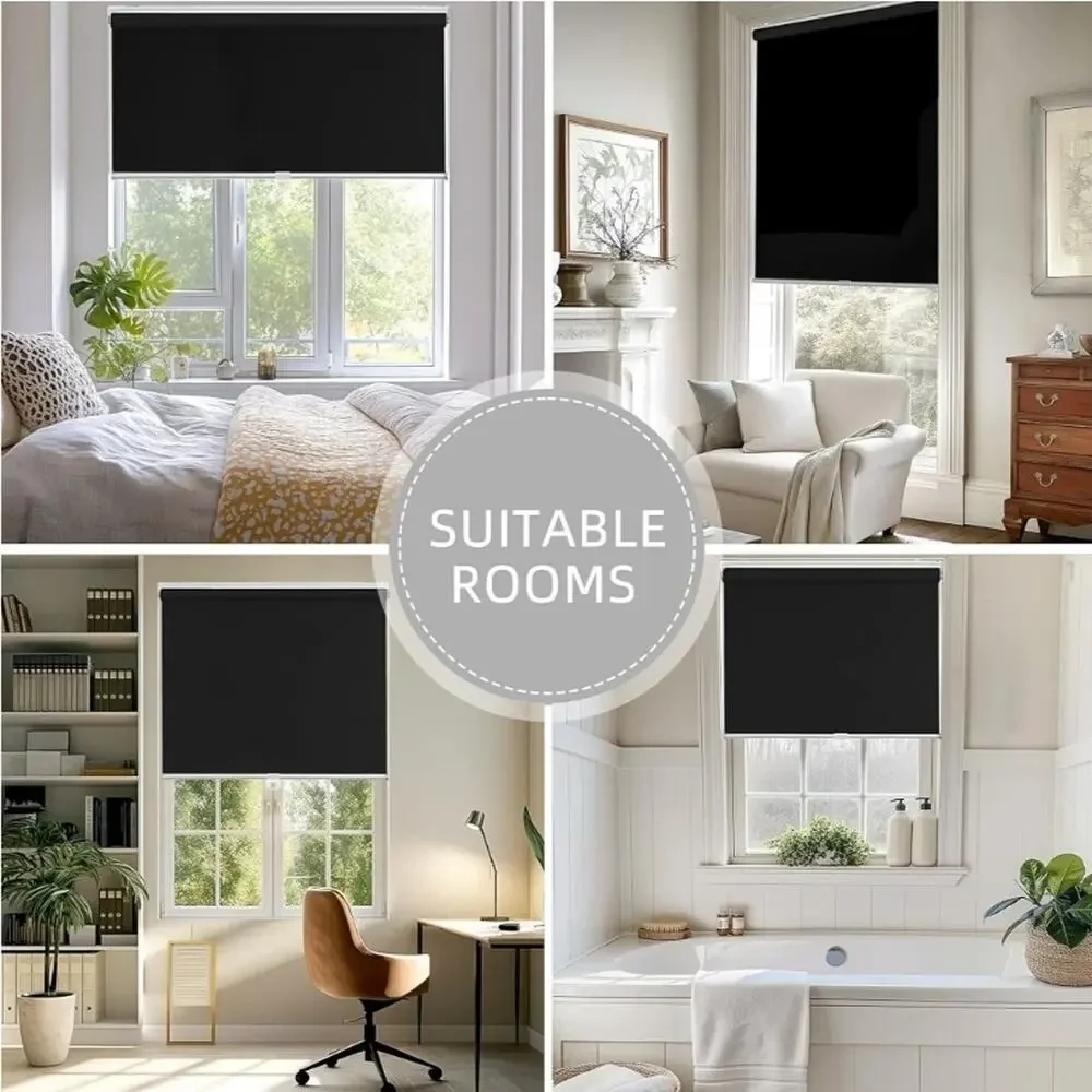 Blackout Roller Blinds, Cordless Thermal Shades, 47
